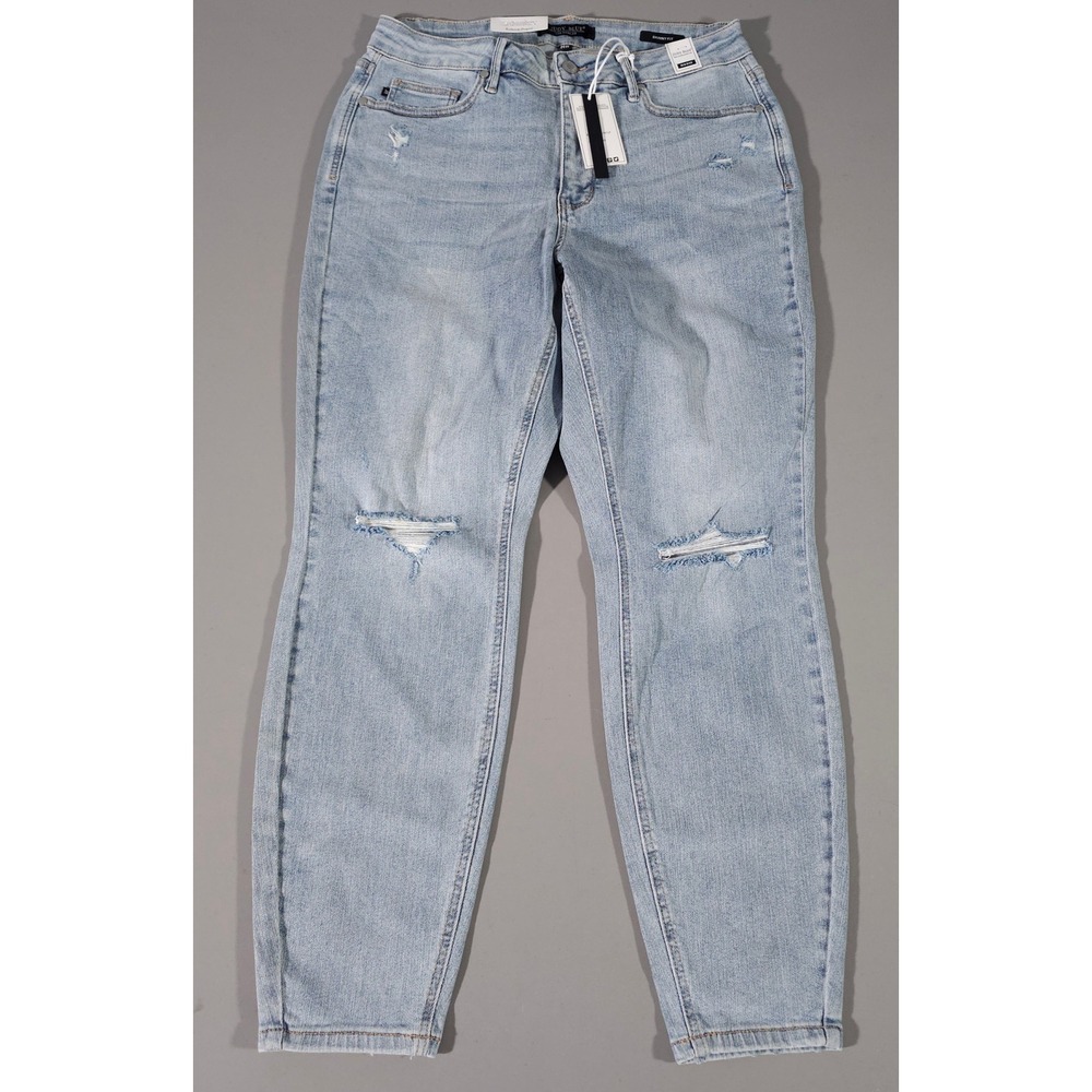 Judy Blue Skinny Jeans Women 14W Light Blue Tummy Control Distressed JB88797 LT